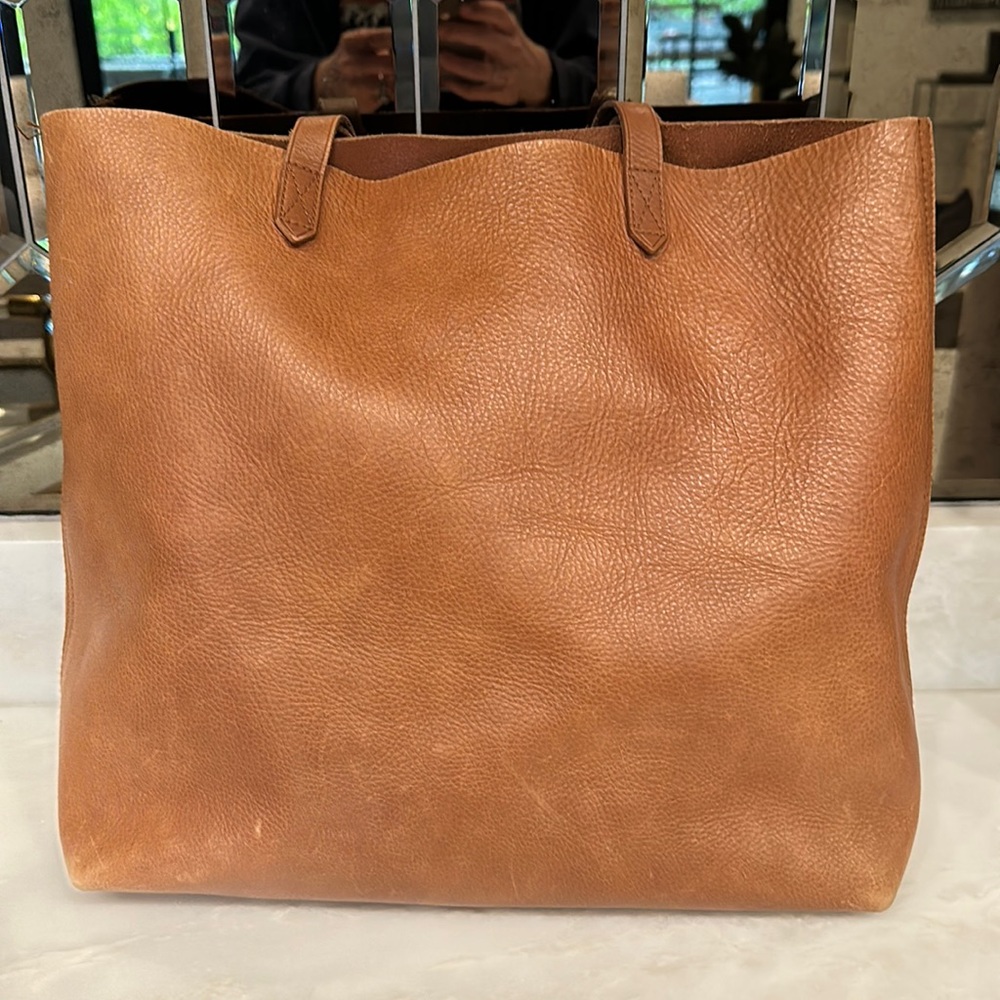 Madewell large camel leather tote bag